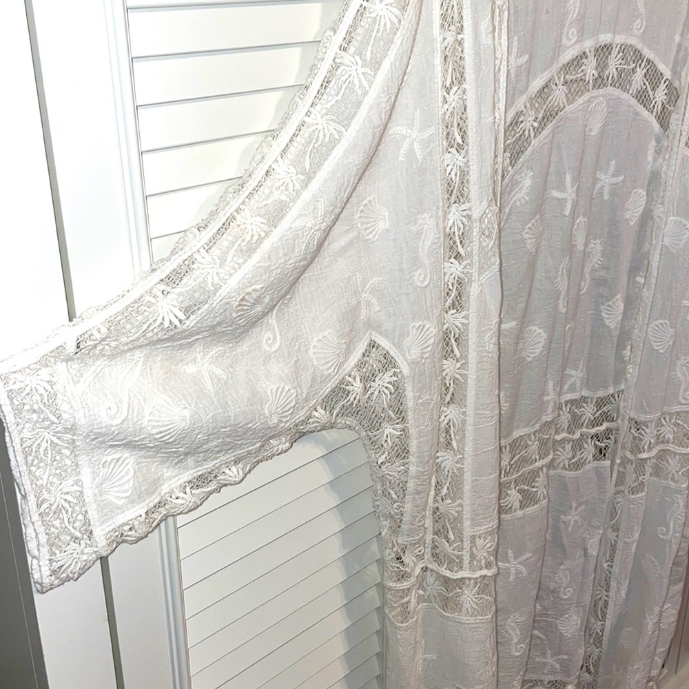 Lounge Beach Poolside Wear Bathing Suit Cover Up. White Lace USA Petsche S M - Picture 2 of 5